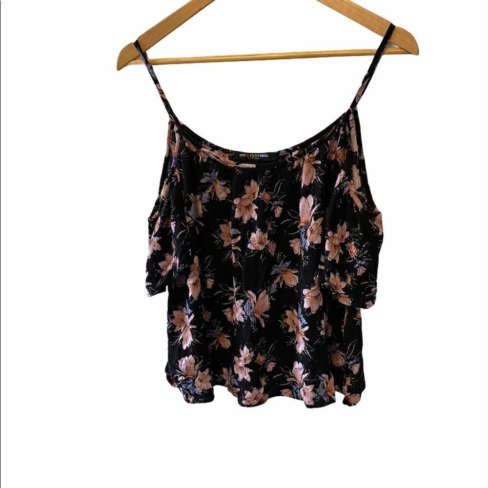 Black Floral Printed Off the Shoulder Light Shirt